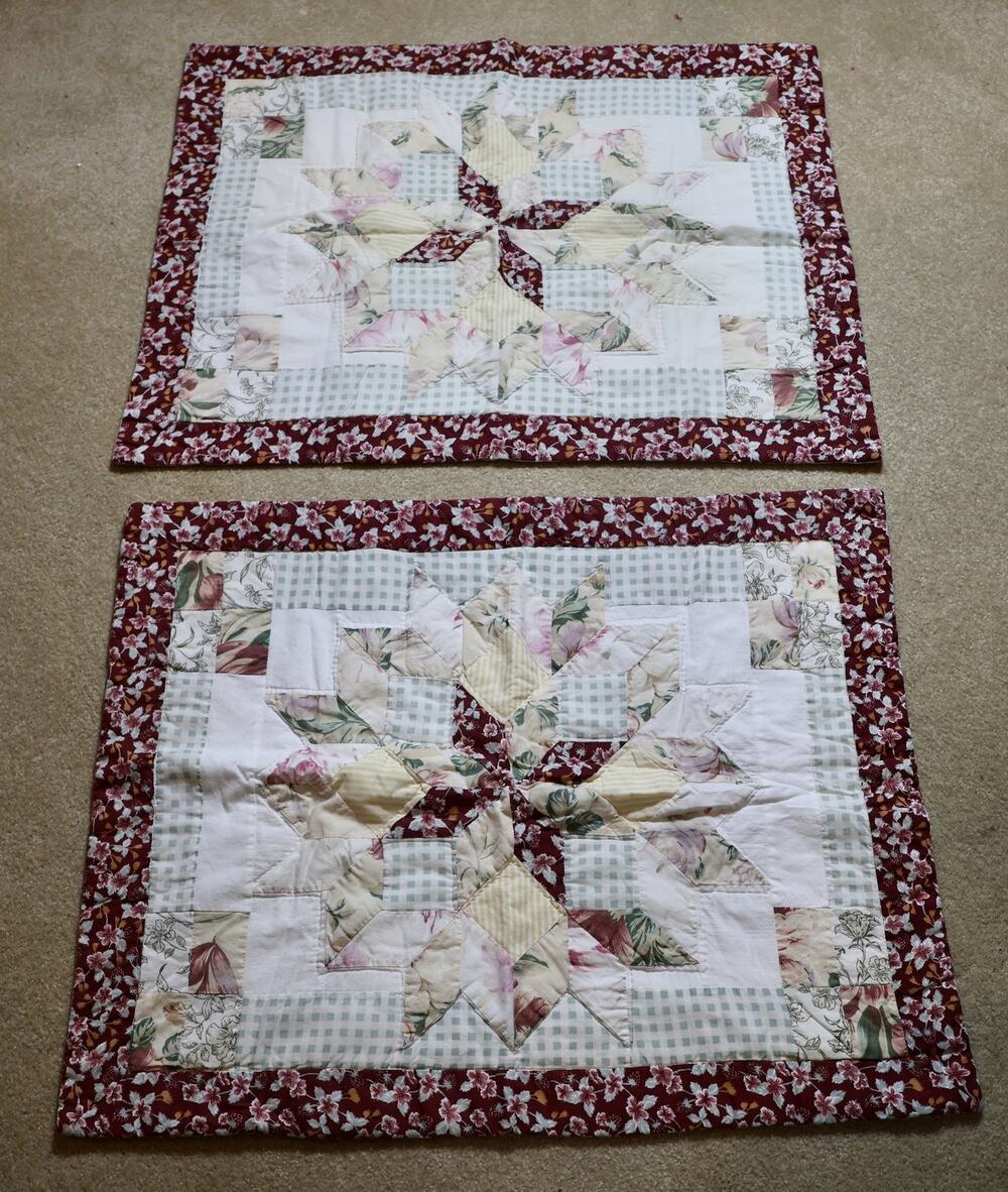 Quilted Floral Star Patchwork Pillow Shams Cover Standard Set of 2